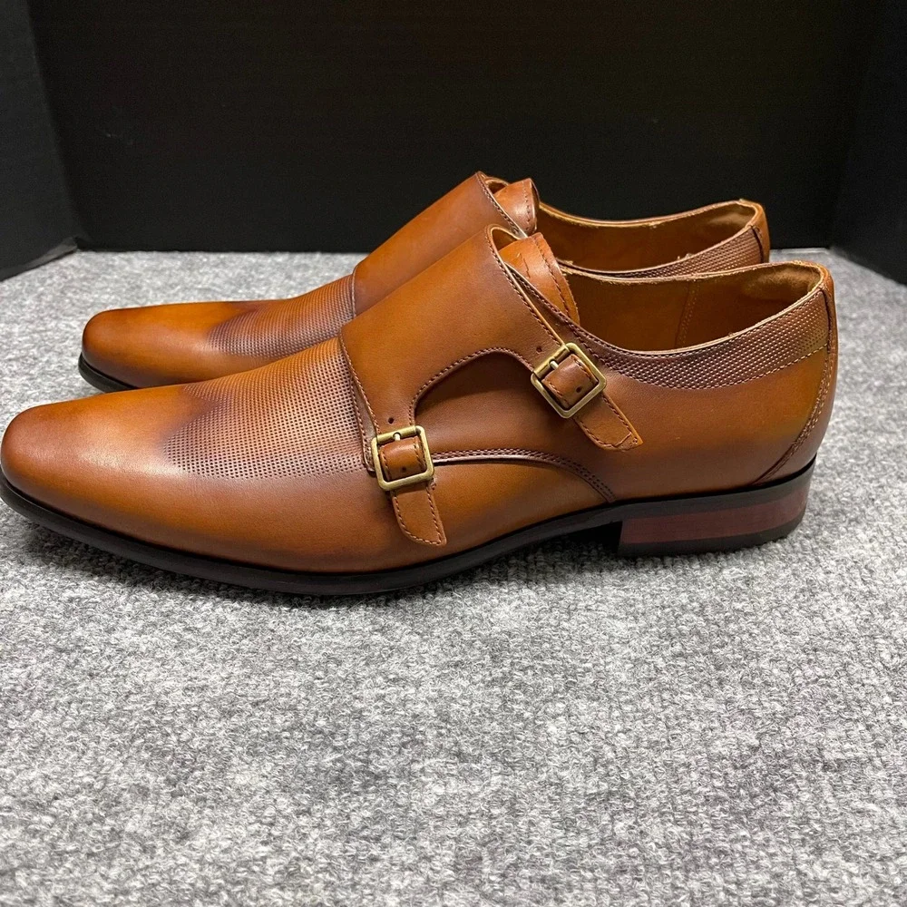 Florsheim Shoes Mens 11 D Cognac Leather Double Monk Strap Tan Dress 11899-221